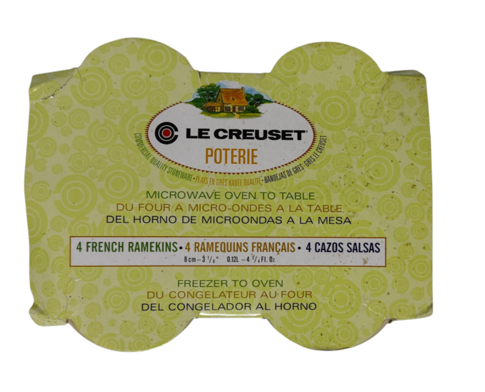 Le Creuset Poterie Lime Green Stoneware Ramekins Set of 4 3-1/8" 4.75oz NIB